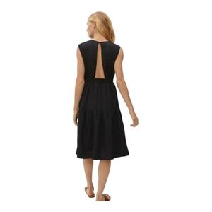 Everlane Black Linen Open Back Dress Size 10